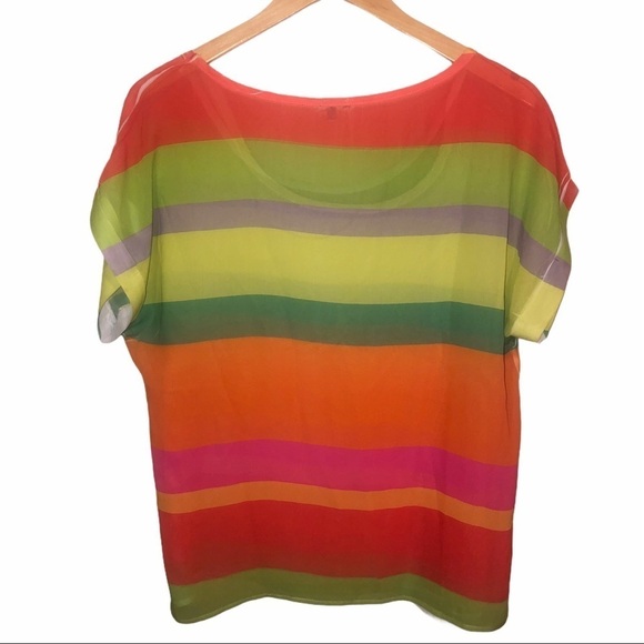 3/$25 🍄 Charlotte Russe Semi Sheer Striped Top Medium - Picture 2 of 4